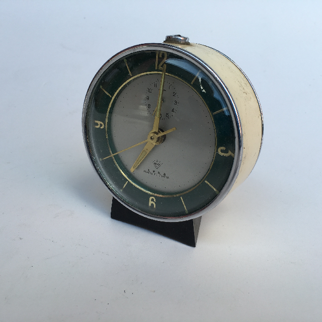 CLOCK, Alarm - Small Cream & Dark Green